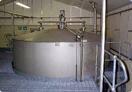 Fittings and pipes in a brewery