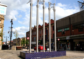 Stainless Steel sculpture in Oldham Town Centre